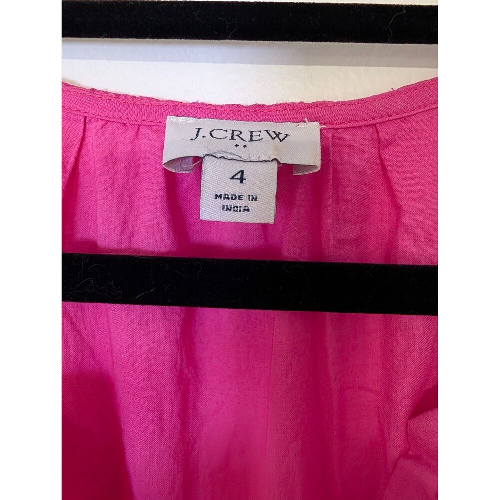 J.Crew Pink Cotton Tie-Waist Tiered Midi Dress Size 4 Preppy Cottagecore - Picture 10 of 11